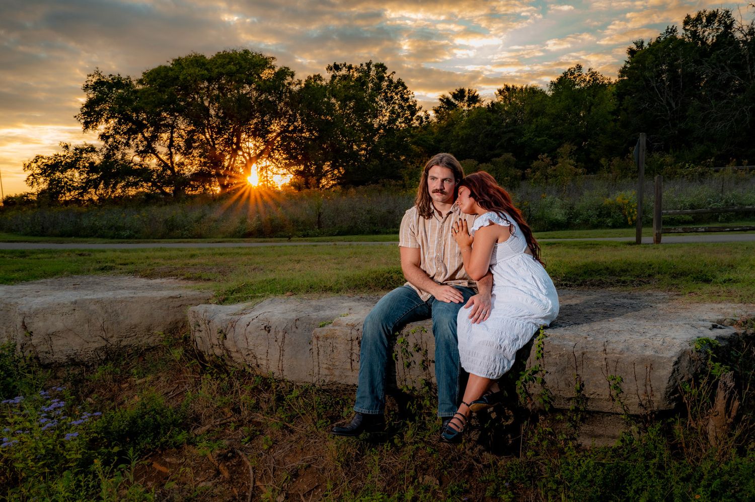 Murfreesboro engagement photographer couple portrait at sunset outdoors