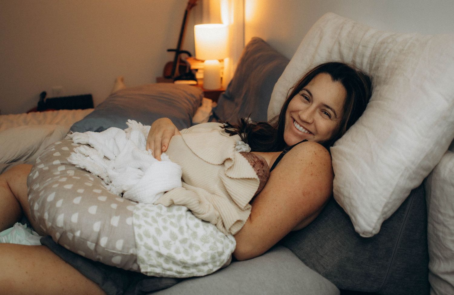 Peaceful postpartum moment after home birth