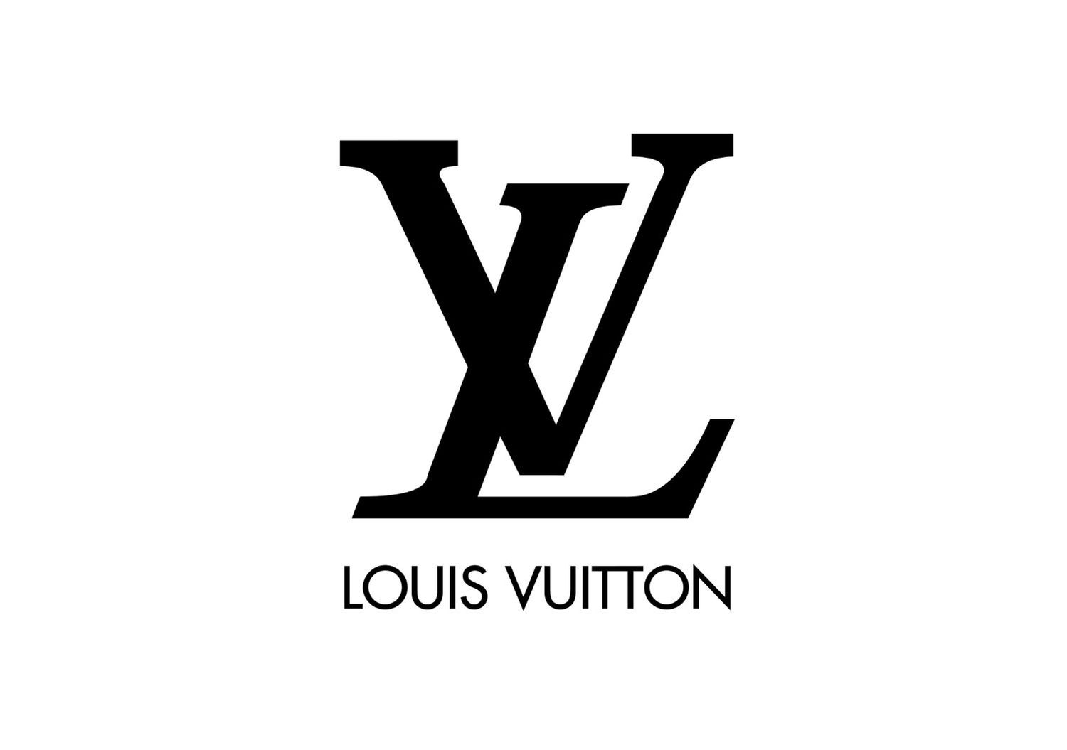 Louis Vuitton iconic LV monogram logo in black on white background.