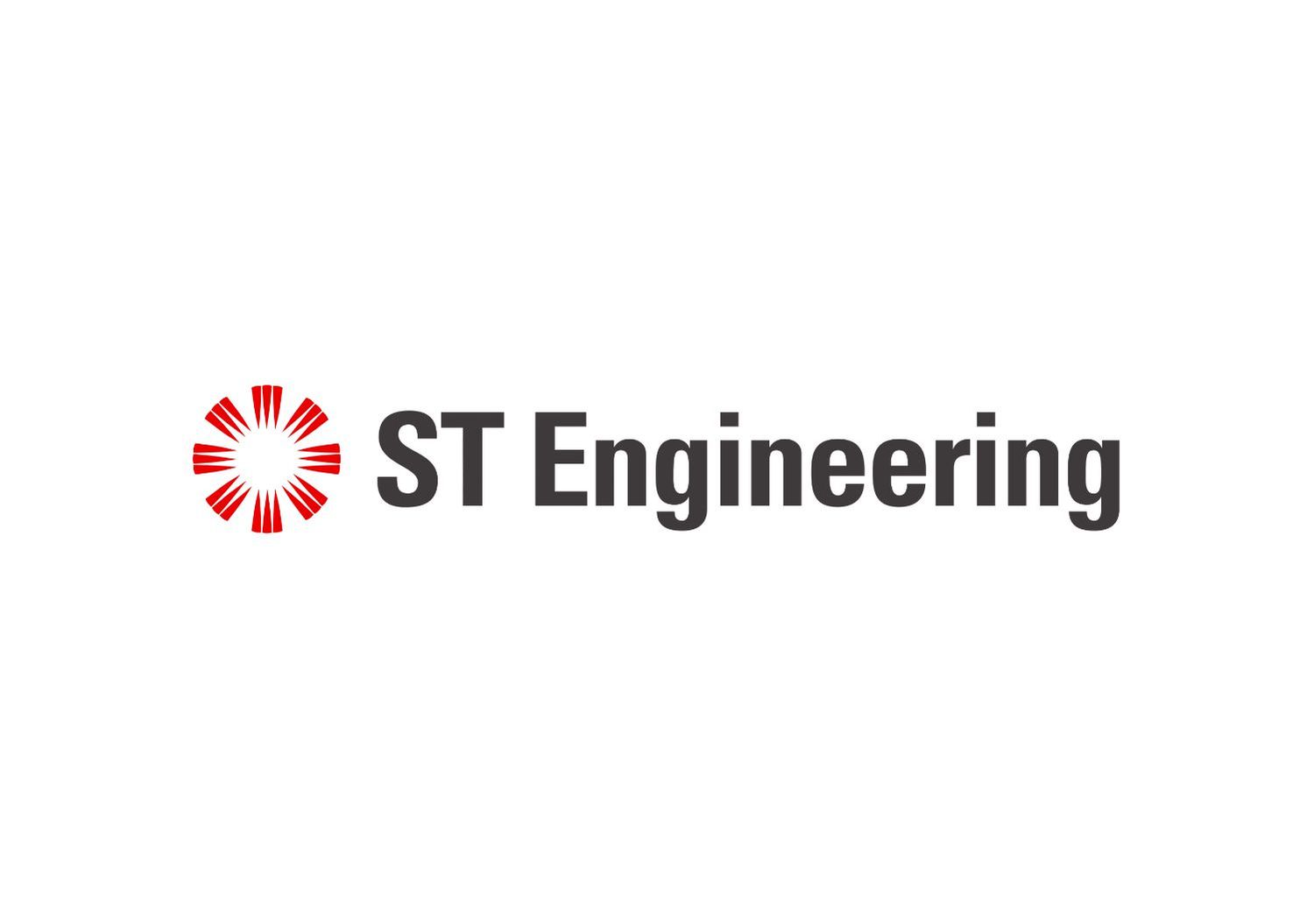 ST Engineering logo with red geometric flower icon and dark gray text.