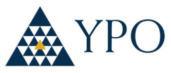 YPO logo featuring a dark navy triangle with geometric pattern and gold star center.
