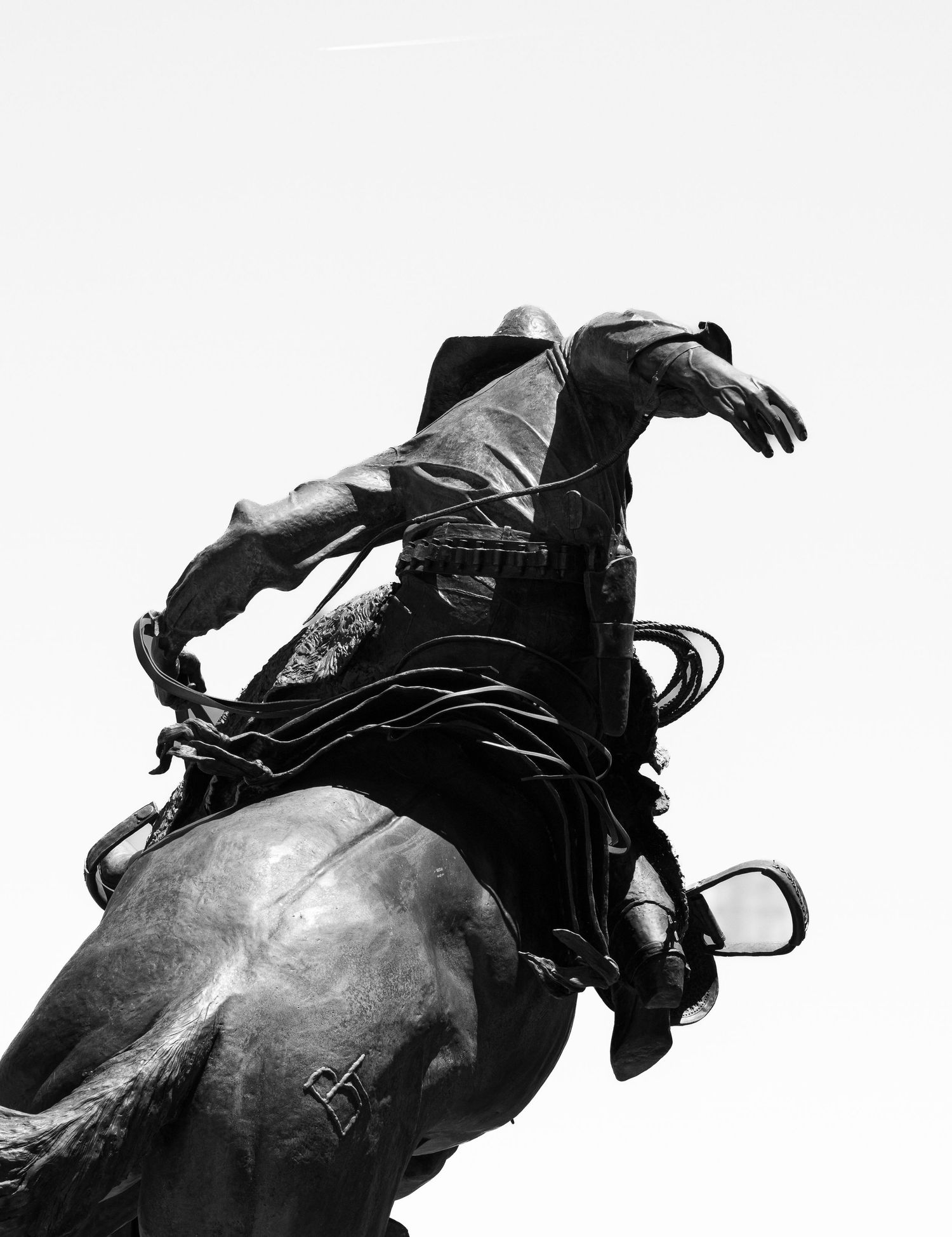 black and white portrait cowboy stature