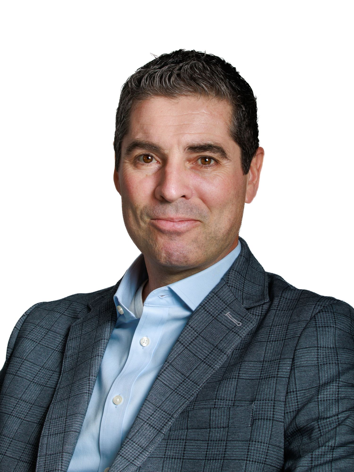 portrait corporate head shot man smiling suit, straight hair
