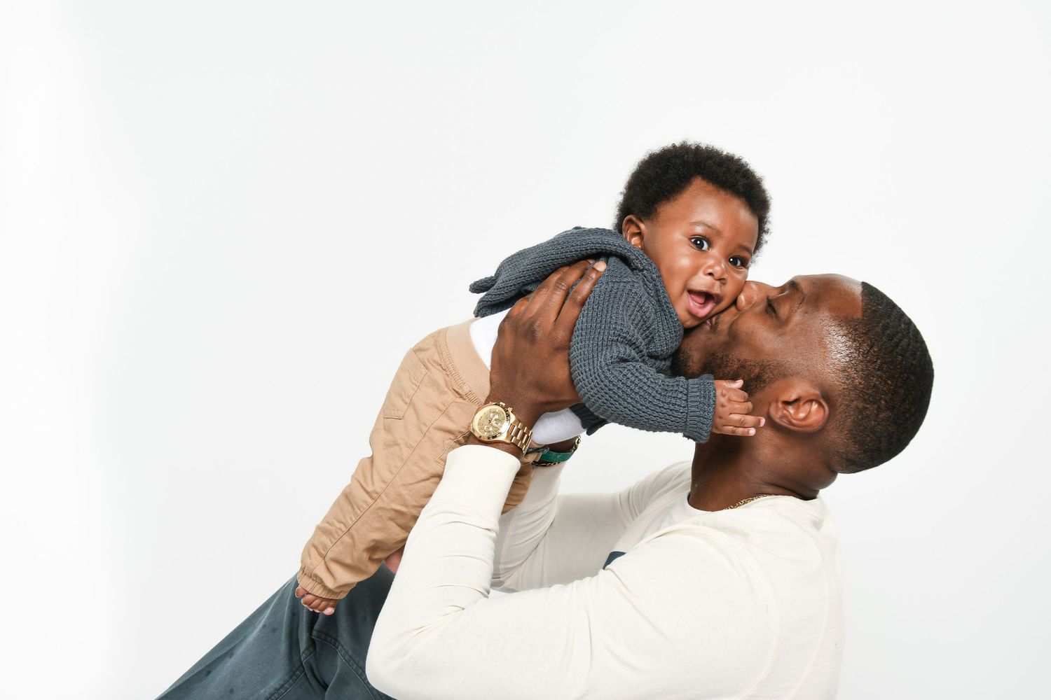Candid lifestyle photos showing playful interactions on white background.