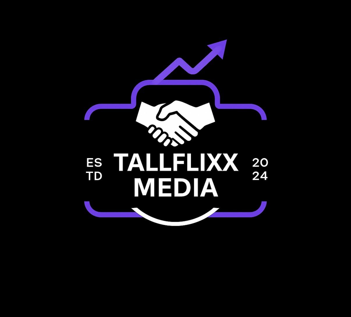 Corporate branding design featuring handshake icon and geometric elements.