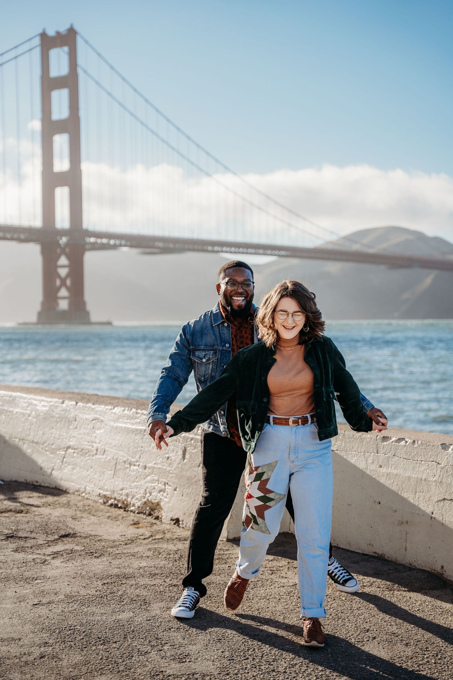 Black and white photograph of a couple having fun