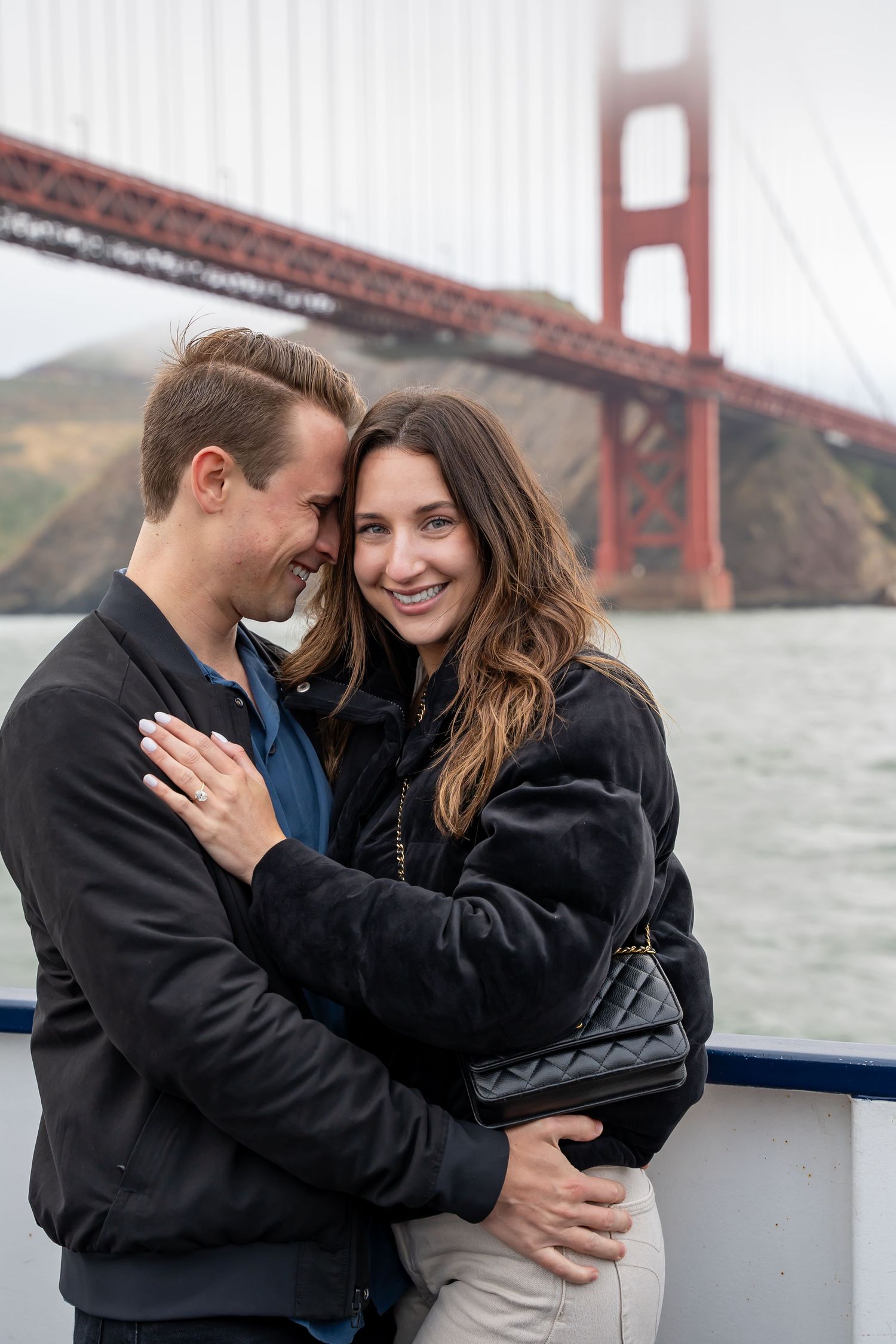 true color photograph of a couple on a boat
