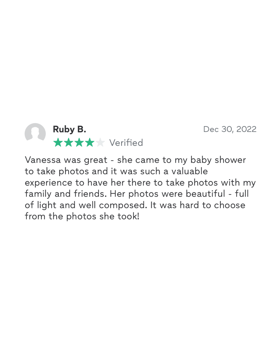 Testimonials from client about family photo session