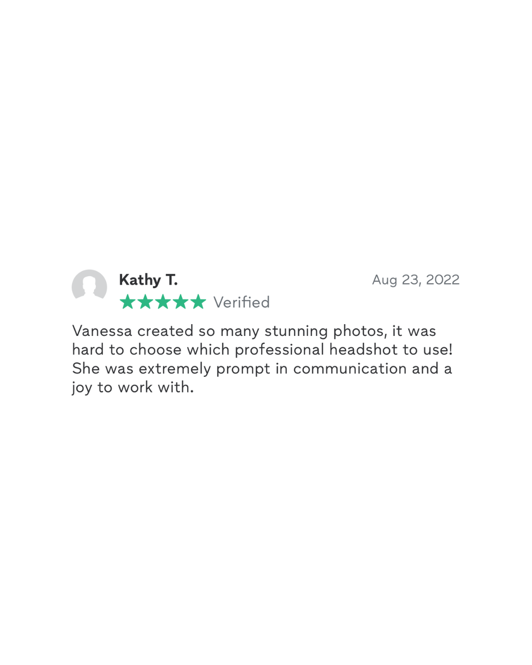 Testimonials from client about portrait photo session