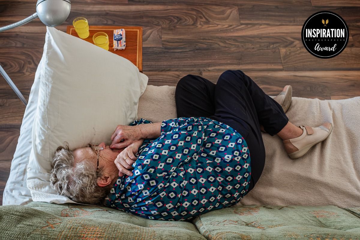 A series of connected images showing someone lying down and using a mobile phone in bed.