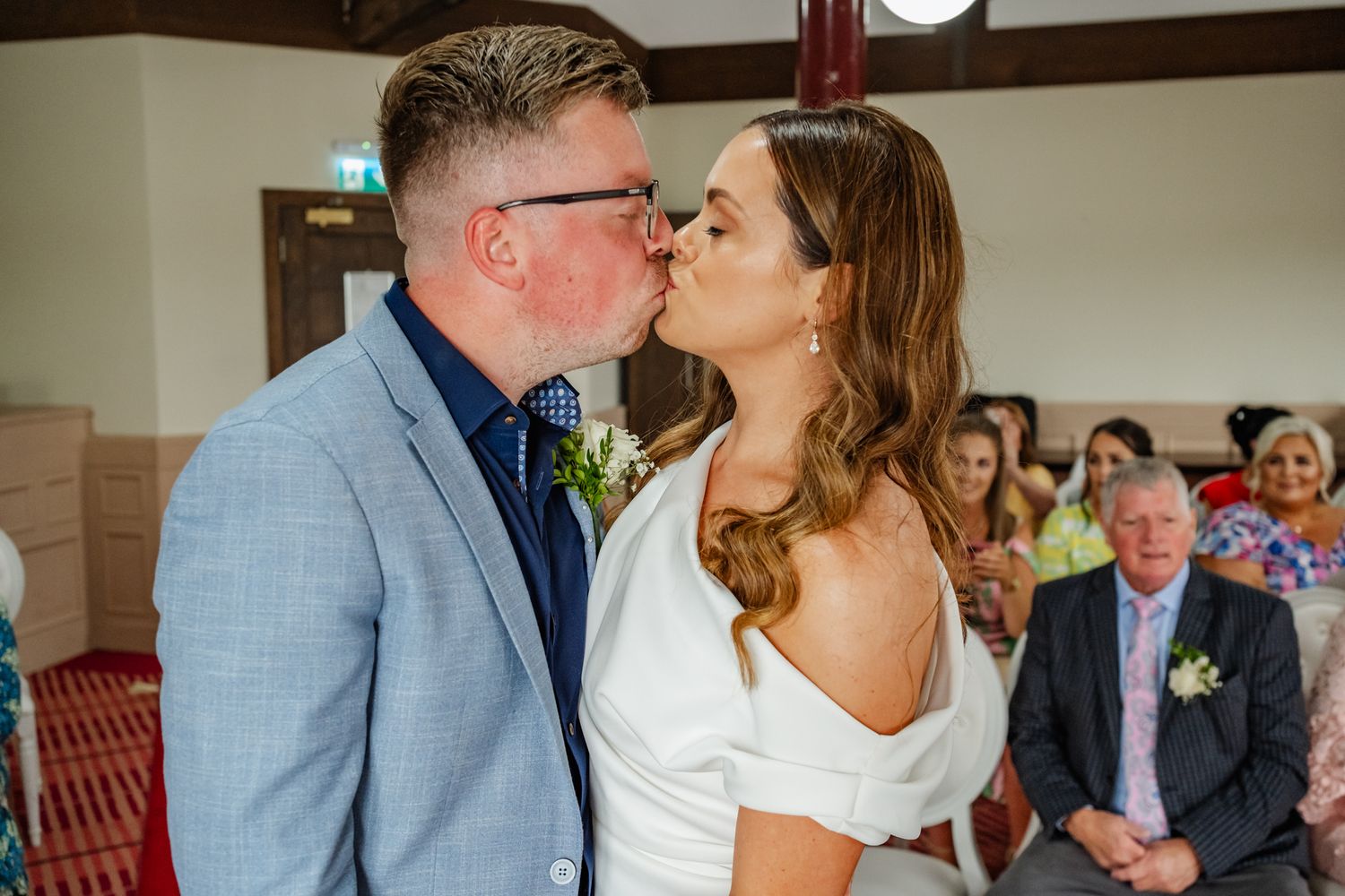A tender moment shared between newlyweds during their wedding ceremony.
