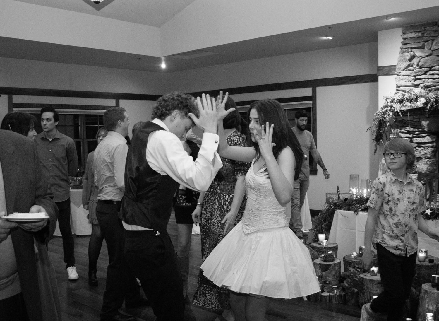 A bride and groom dance together at their Sisters, Oregon wedding reception