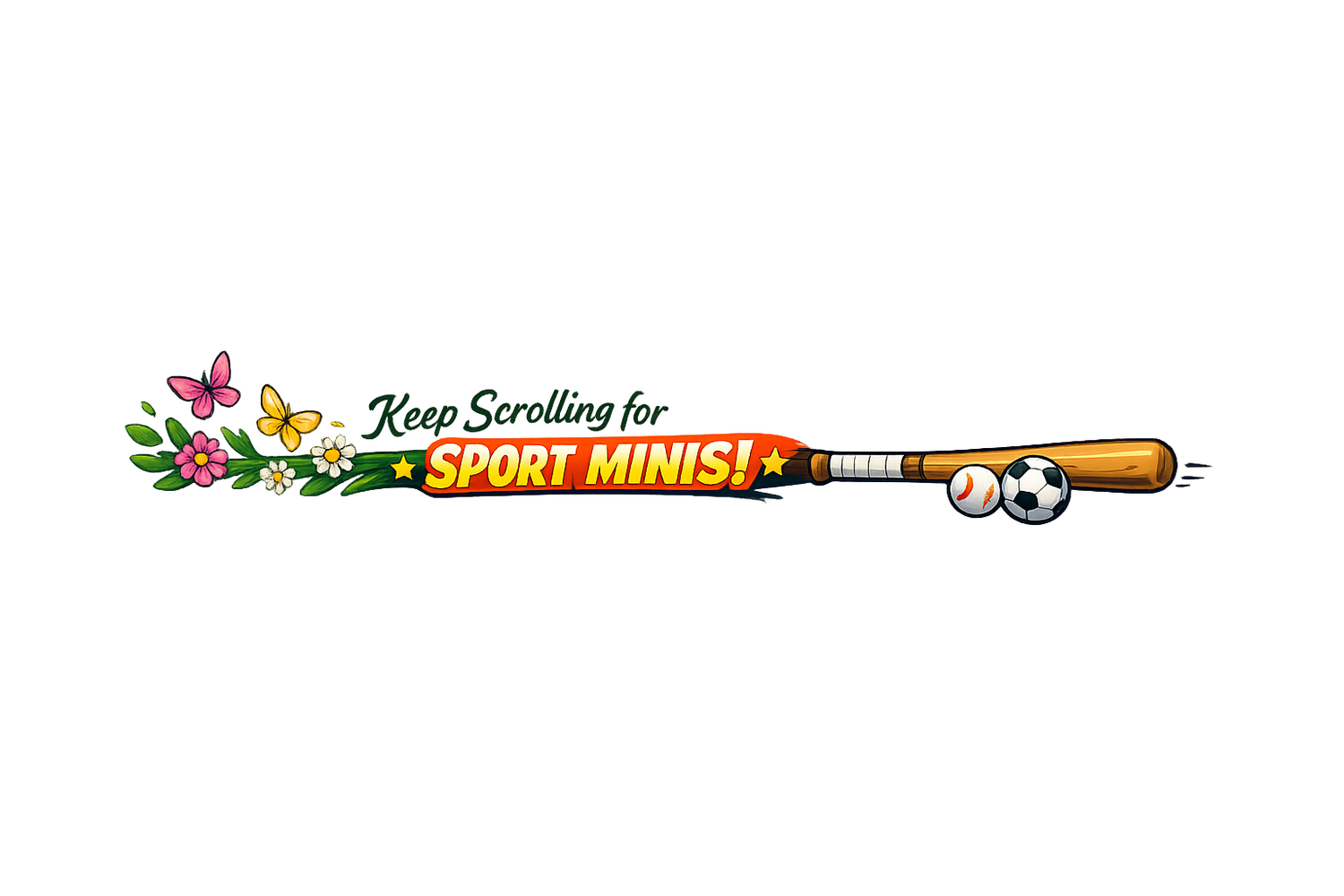 Colorful illustrated banner promoting sport mini photo sessions with baseball theme.