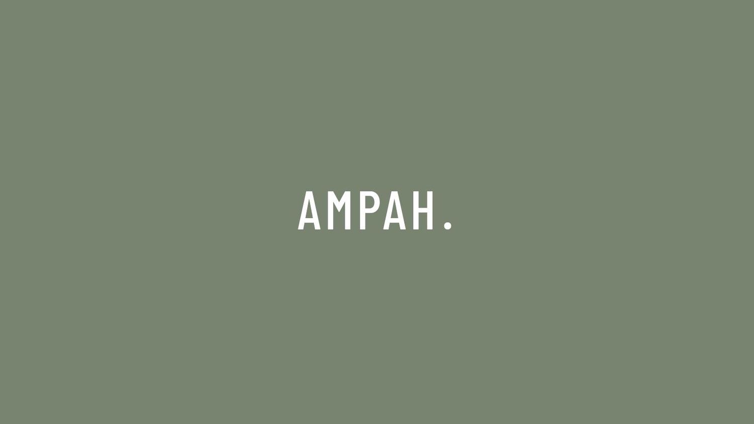 AMPAH brand name in white text on sage green background.