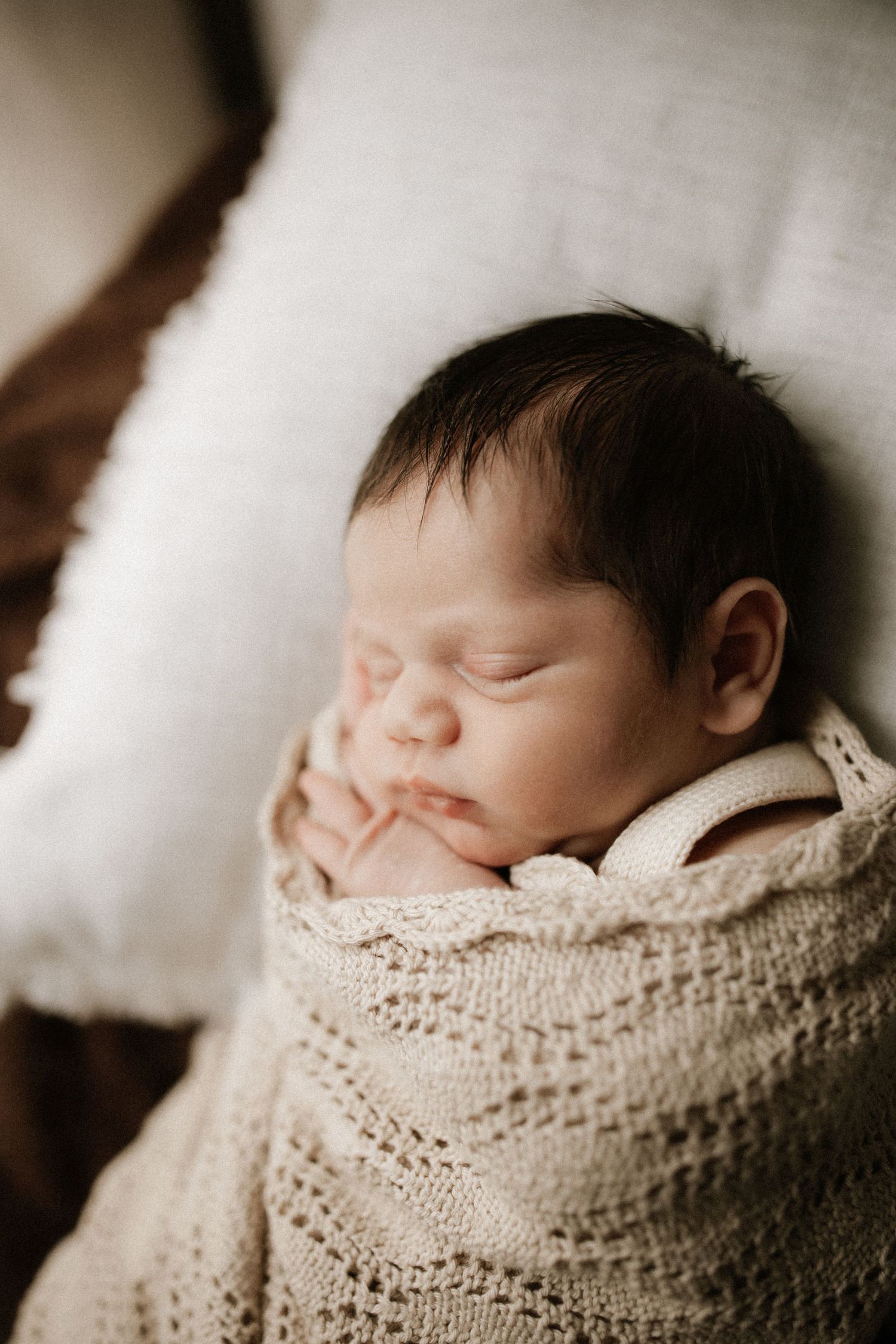 Newborn captured at an in home session with neutral tones in Eaton, Western Australia.