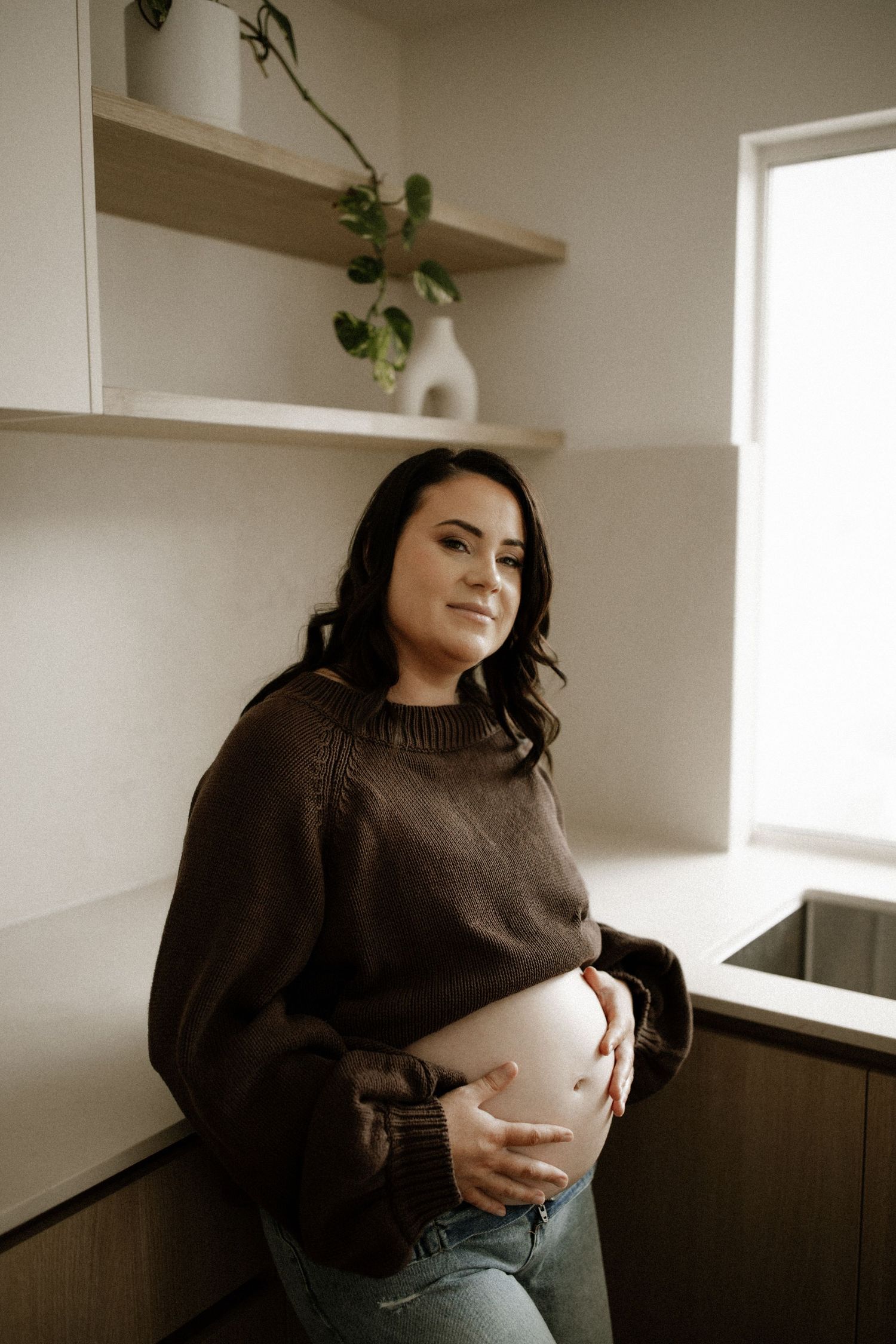 Pregnant mother during an in home maternity session in Bunbury, Western Australia.
