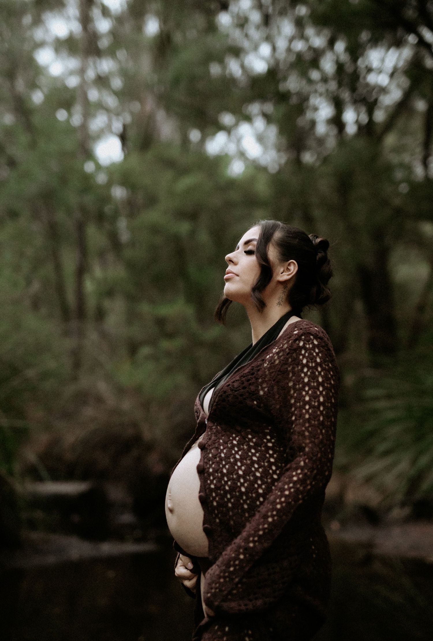Pregnant mother during a sunset maternity session at Honeymoon Pool in Western Australia.