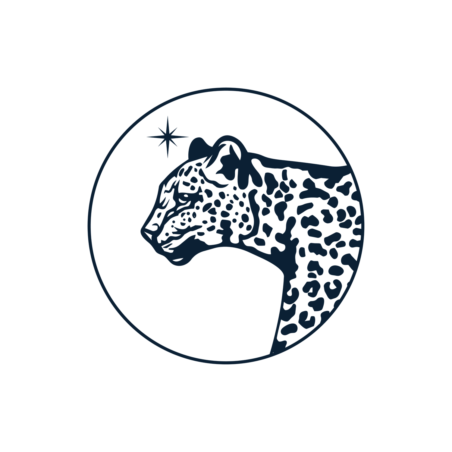 Minimalist line art illustration of animal faces including a bear, leopard, and other wildlife in a repeating pattern.