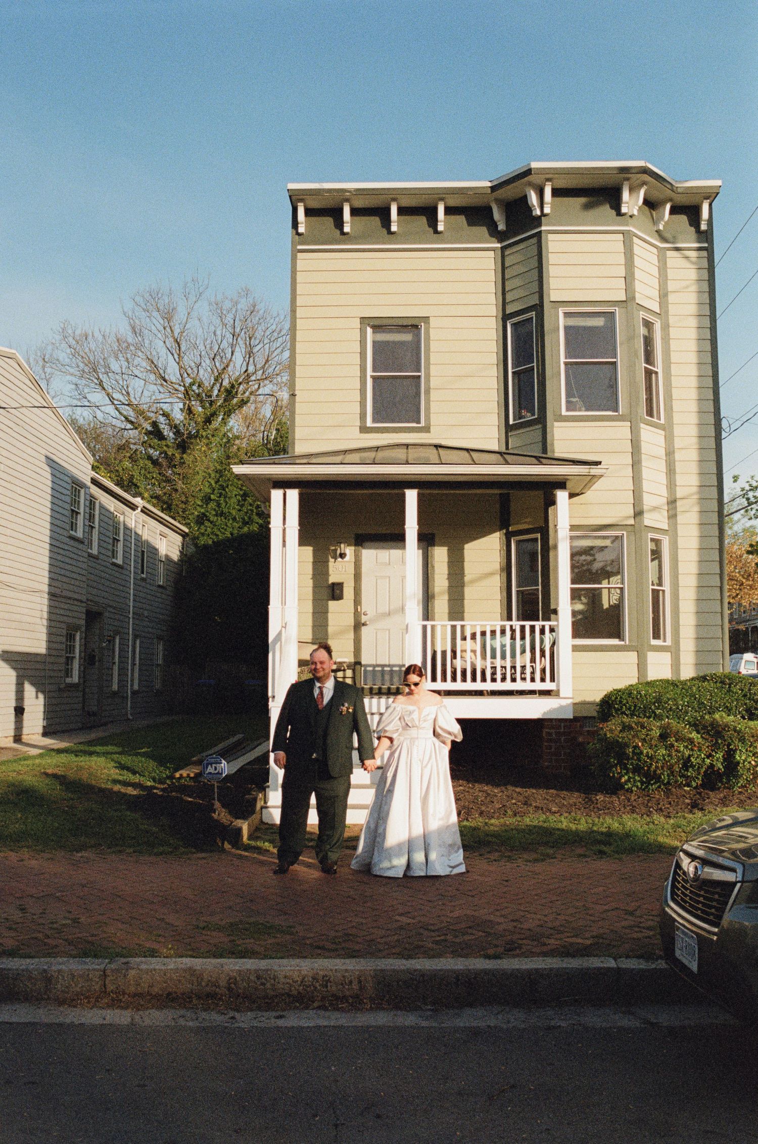 Maine-based queer wedding and event photographer Dan Bowler in his wedding photos with non-binary partner