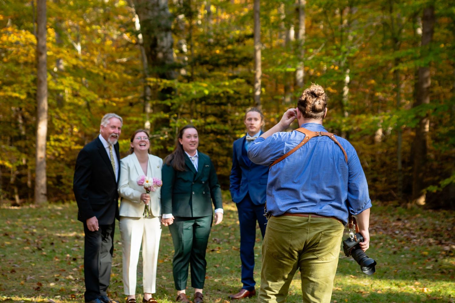New England Wedding Photographer Dan Bowler talks to queer brides while creating documentary style photographs at Pocahontas State Park