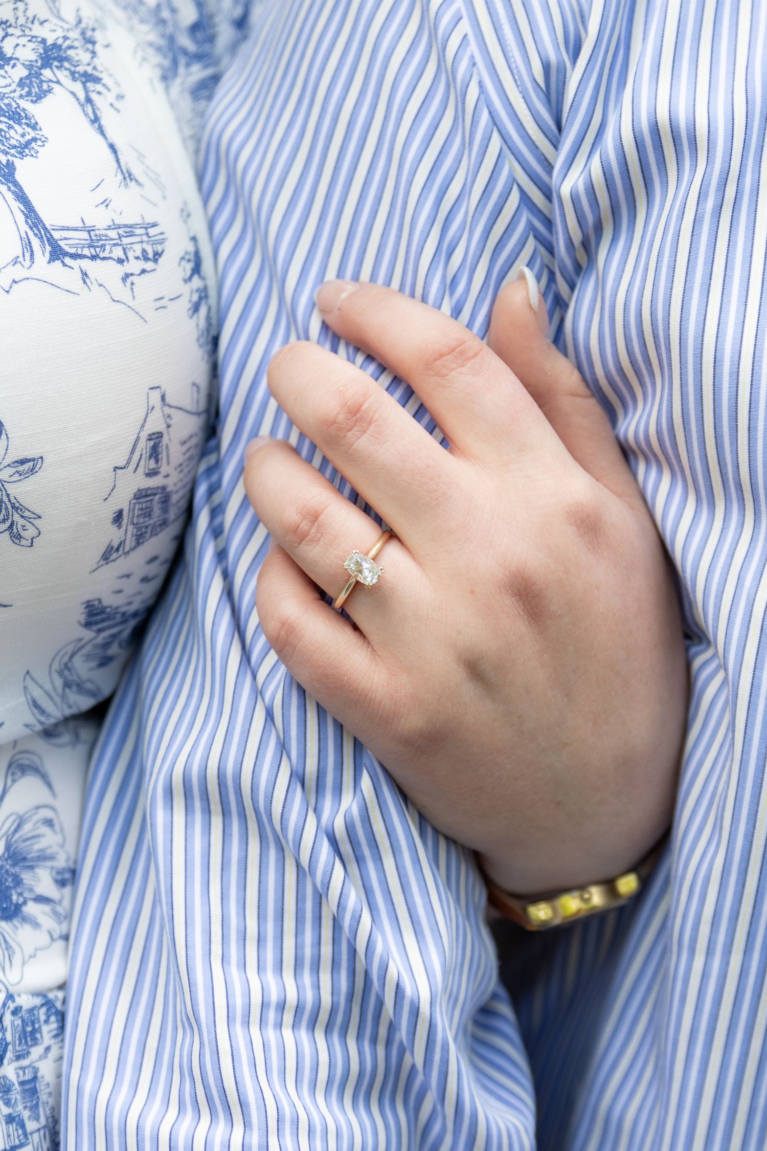 Close-up of an engagement ring during an Aiken, South Carolina engagement session.