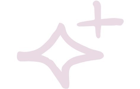 Light pink hand-drawn four-pointed star sparkle with a plus sign icon.