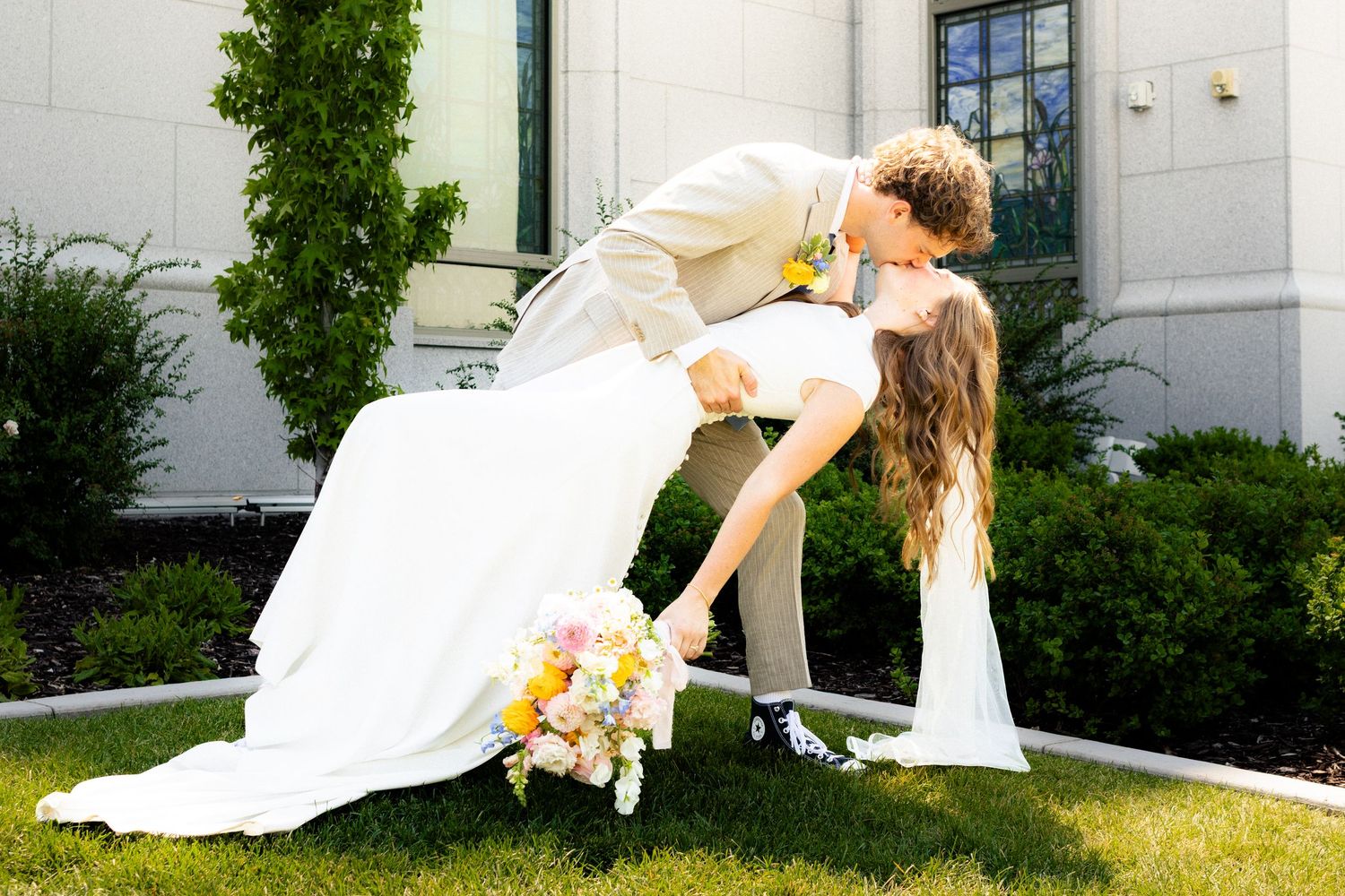 Creative wedding photography capturing the bride and groom in Utah County.