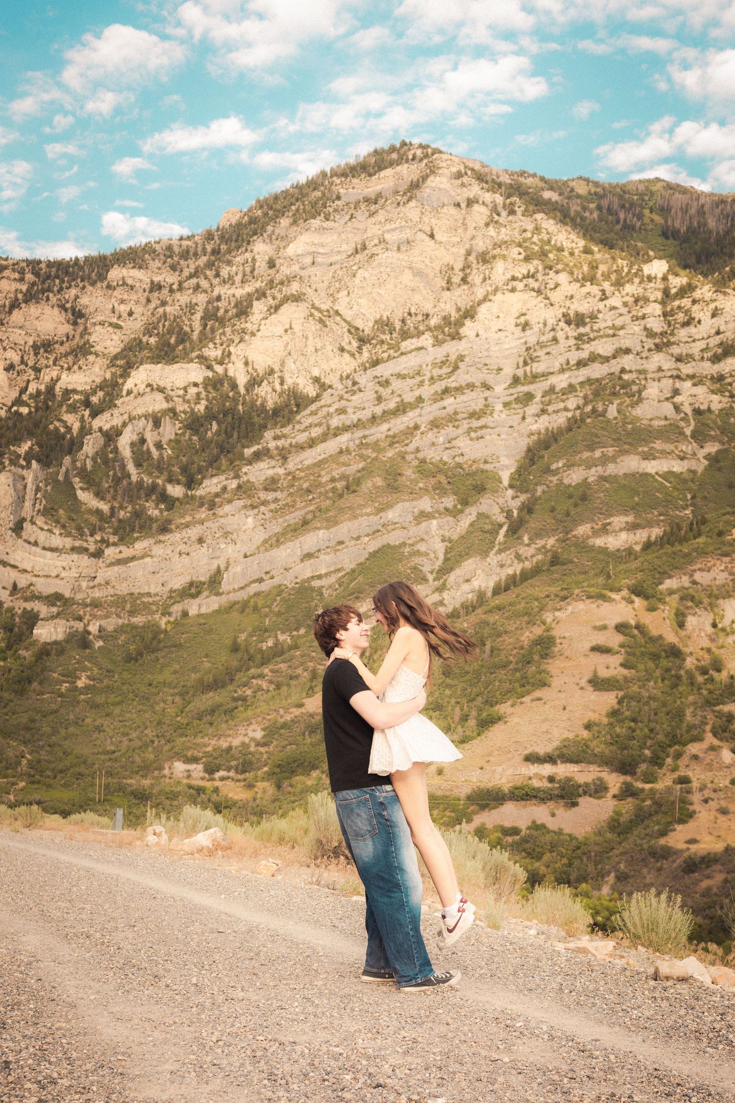Creative portrait session with the mountains in Utah County.