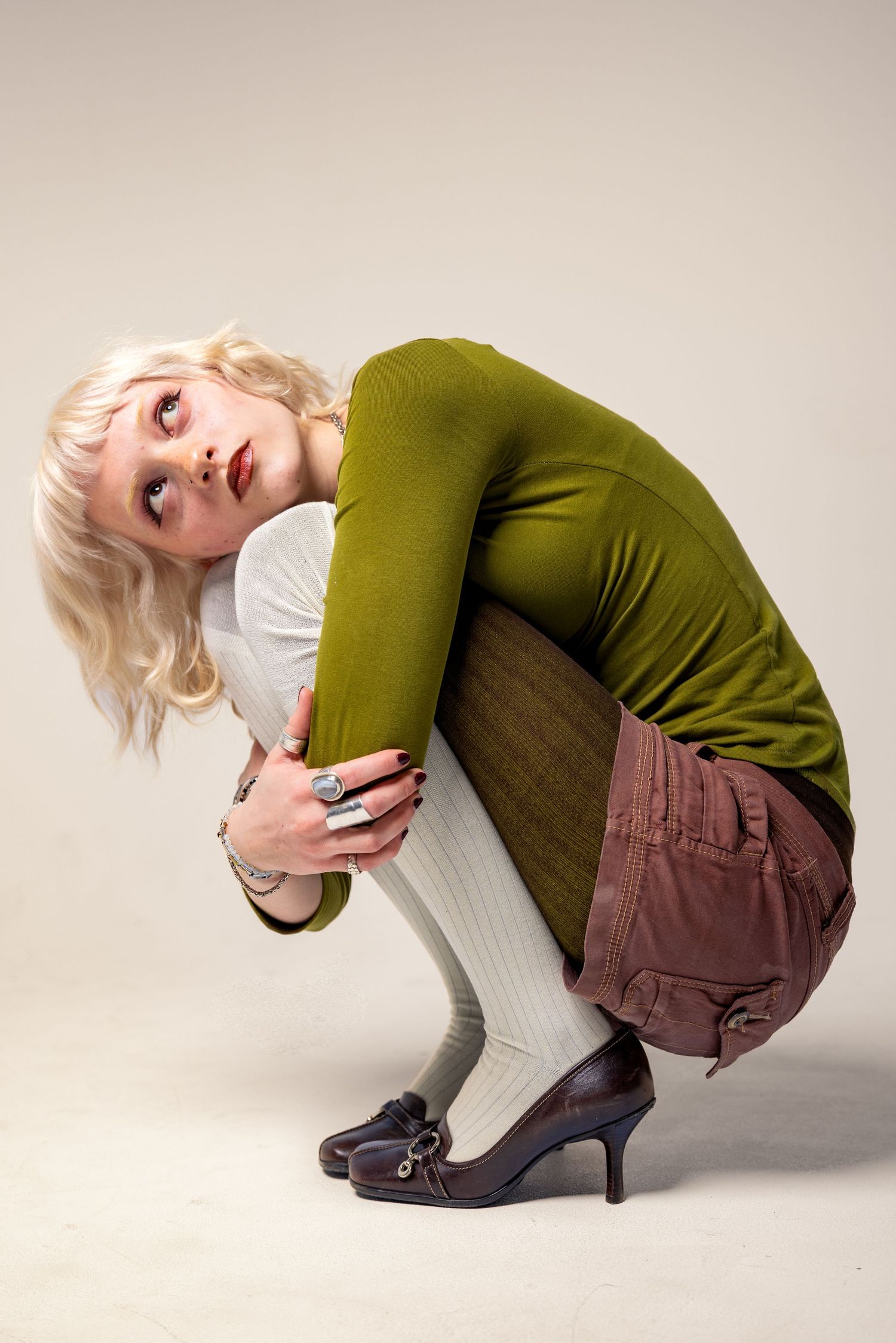 Intimate solo model portrait with soft, natural studio lighting in Utah.