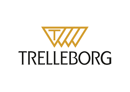 Trelleborg company logo featuring a gold geometric triangle symbol above bold black text.