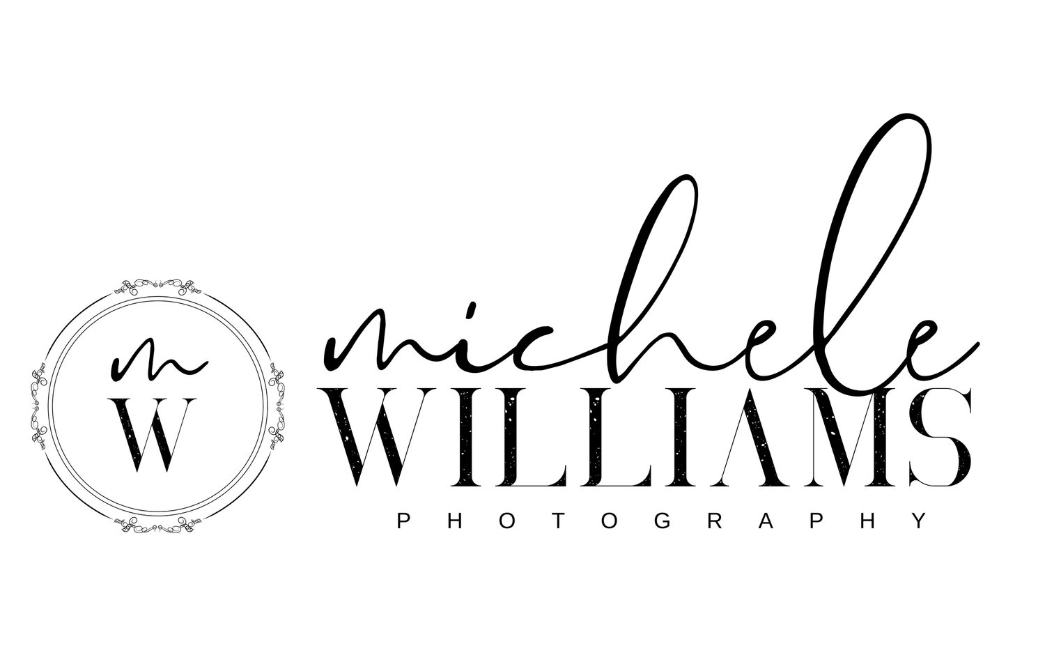 A modern black and white photography logo design featuring elegant script and serif typography.