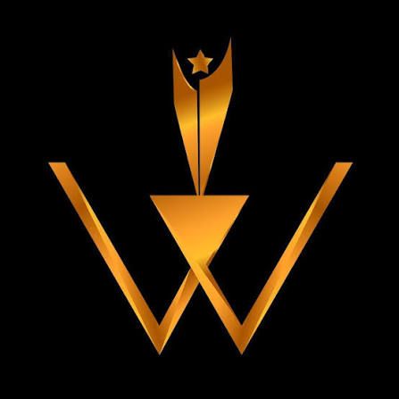 Elegant gold letter W award trophy logo on a black background.