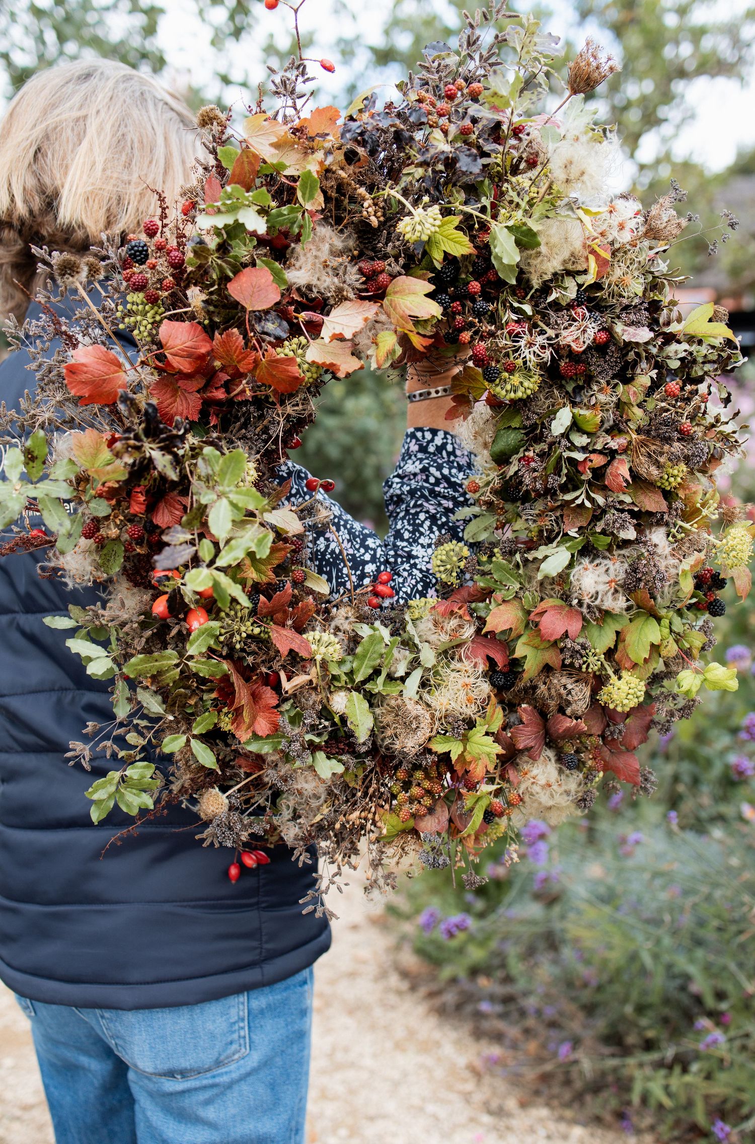 Handmade autumn wreath created at The Tichborne Arms workshop