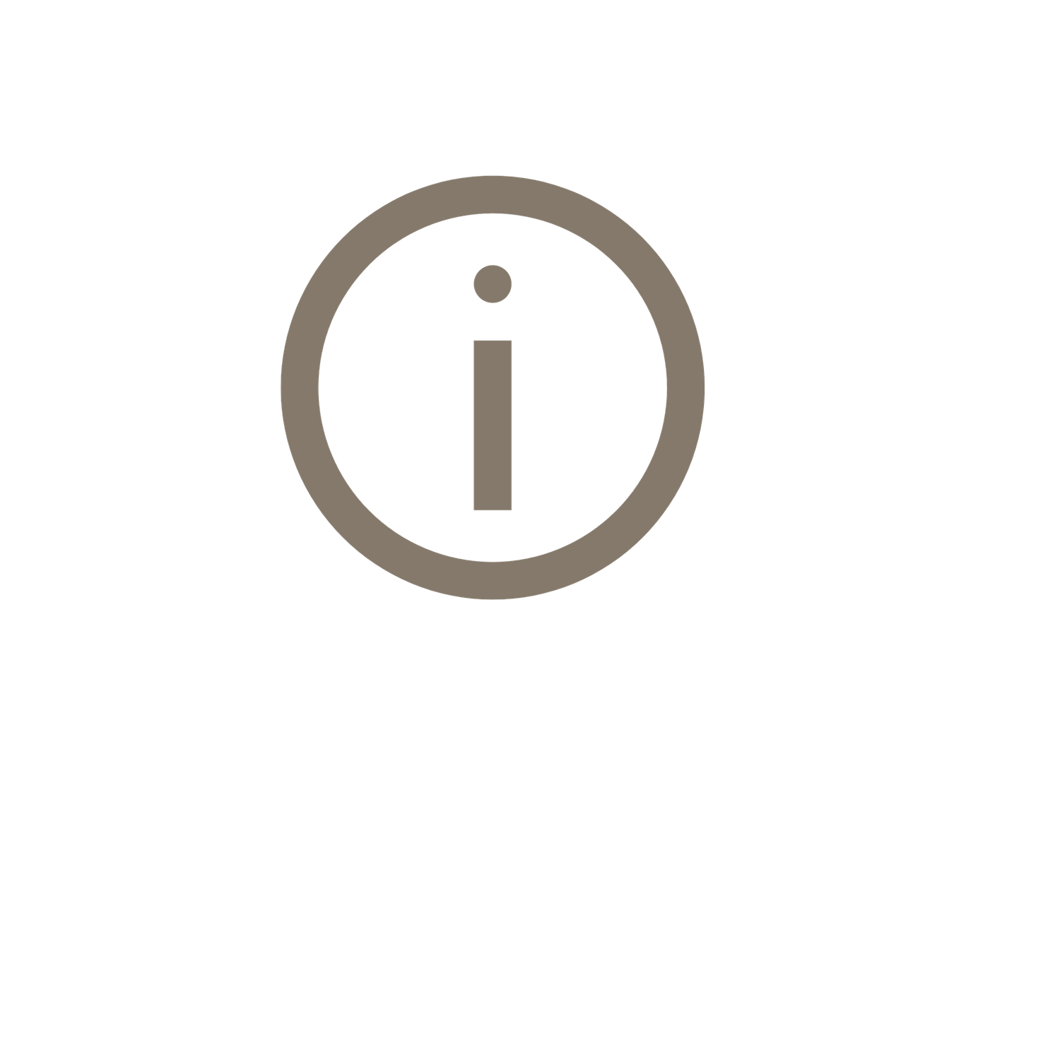 Minimalist information icon featuring letter i enclosed in thin circle on white background.