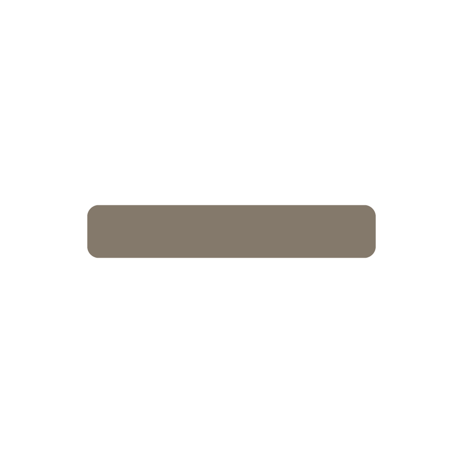Rounded rectangle button shape in warm taupe gray color on a white background, ideal for UI design elements.