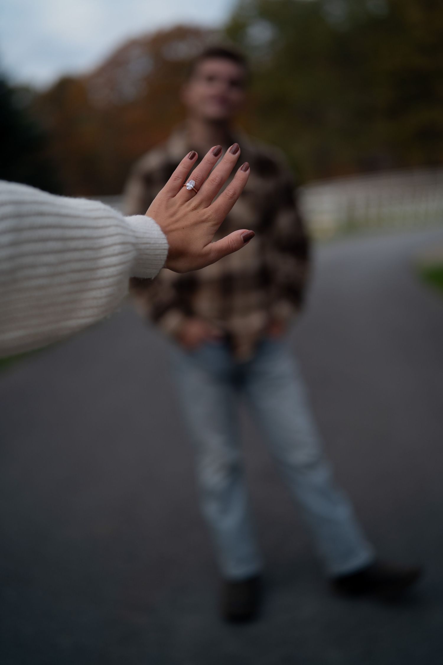 A sequence of motion blur photos showing a hand waving goodbye against a blurred outdoor background.