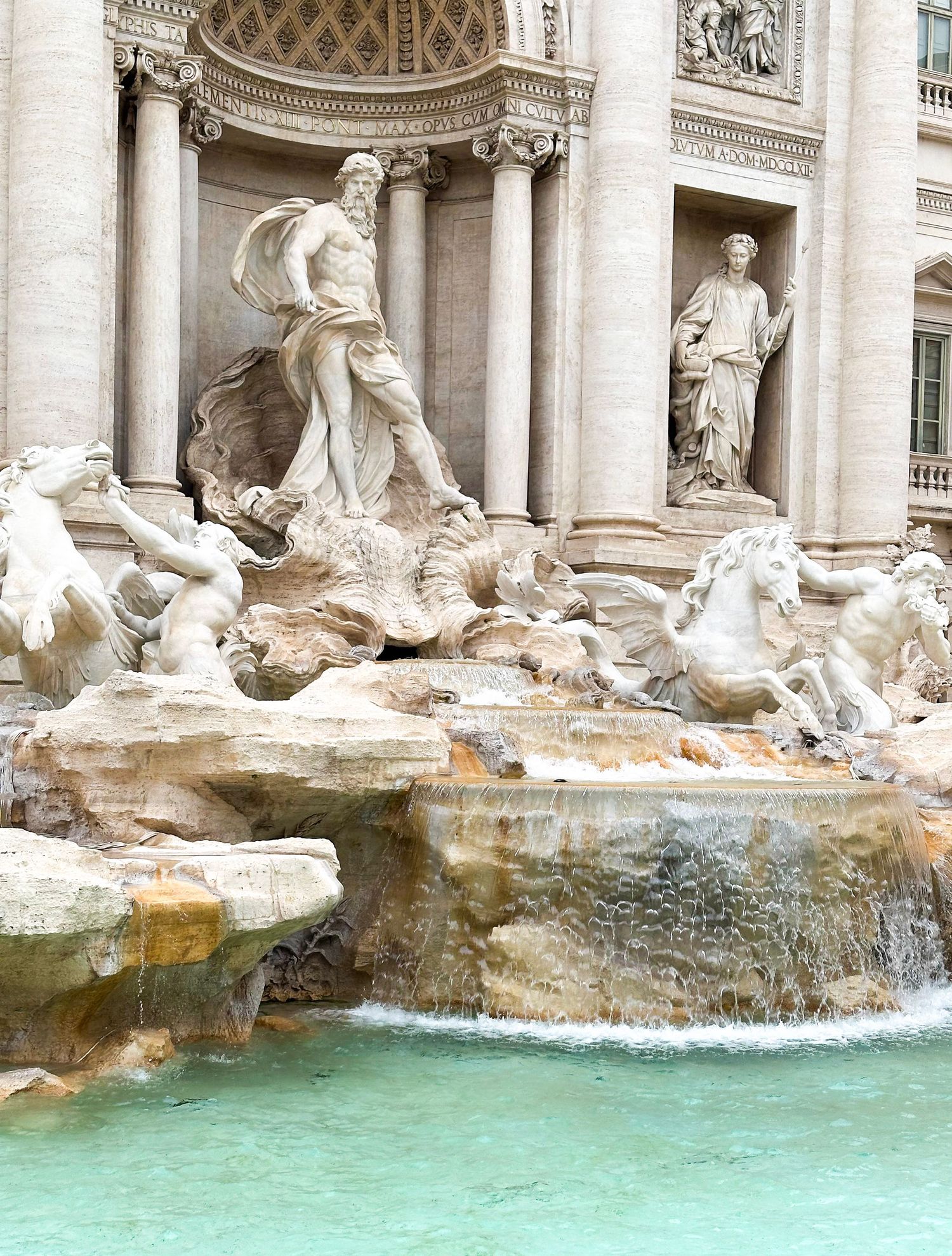 The historic Trevi Fountain in Rome with its baroque architecture and turquoise waters, rome italy,  travel photography