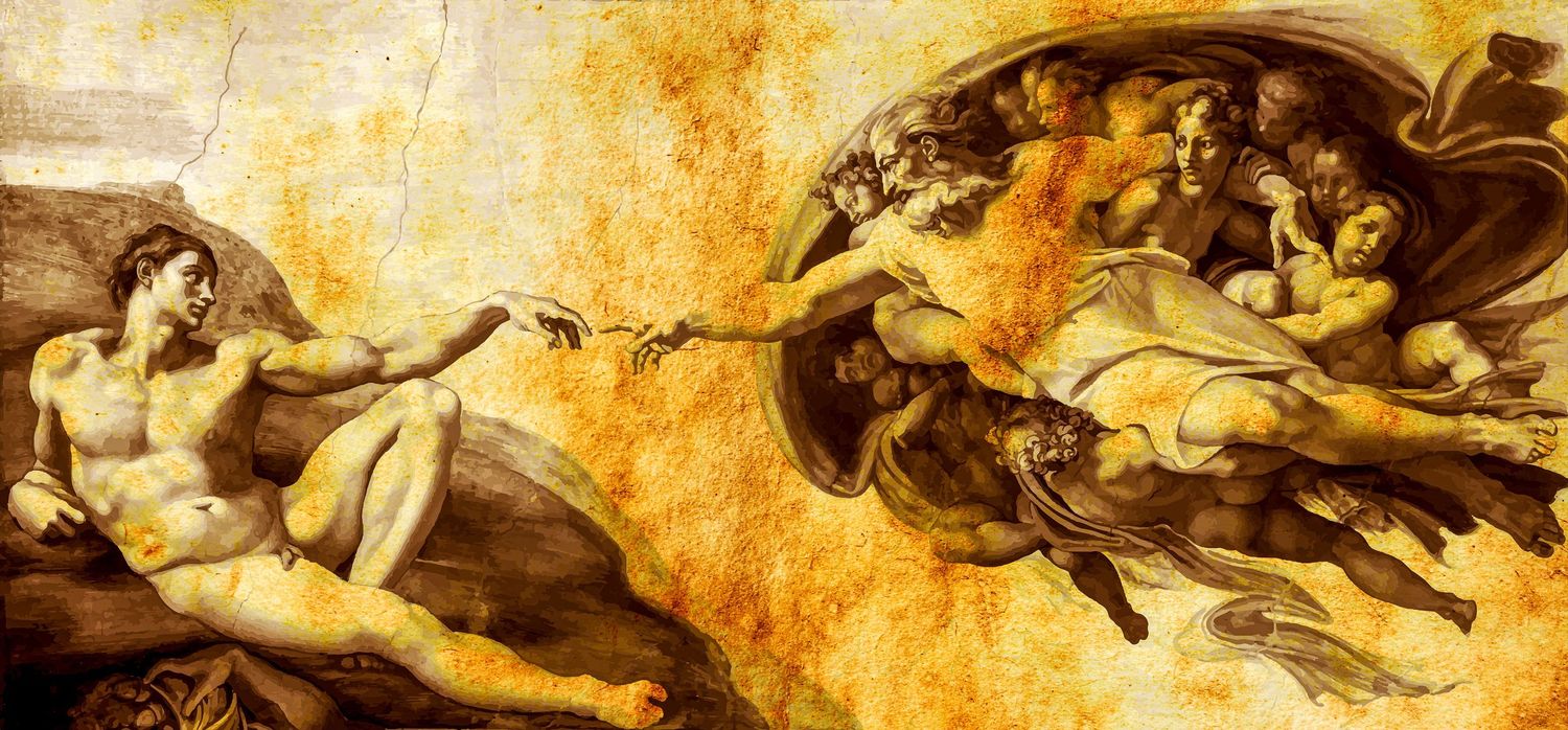 Vintage sepia-toned art depicting a dramatic battle scene with soldiers and horses in dynamic motion.