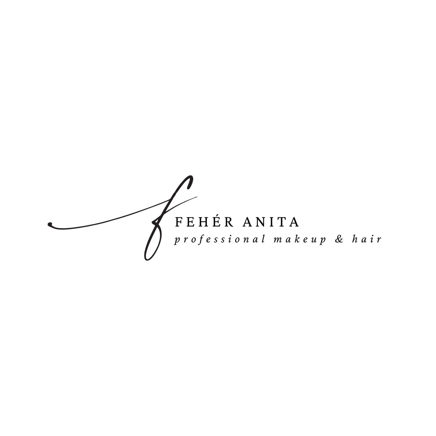 Professional makeup and hair logo design with elegant cursive text and minimalist black styling.