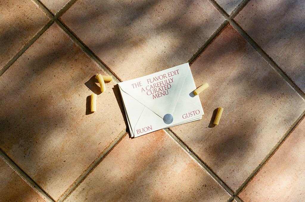 Flat lay showing stationary in Tuscany, Italy.