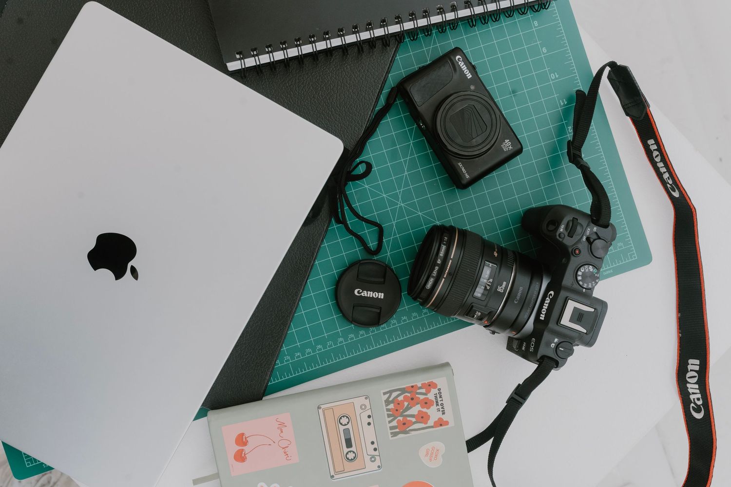 Close up of photography and creative gear with supplies