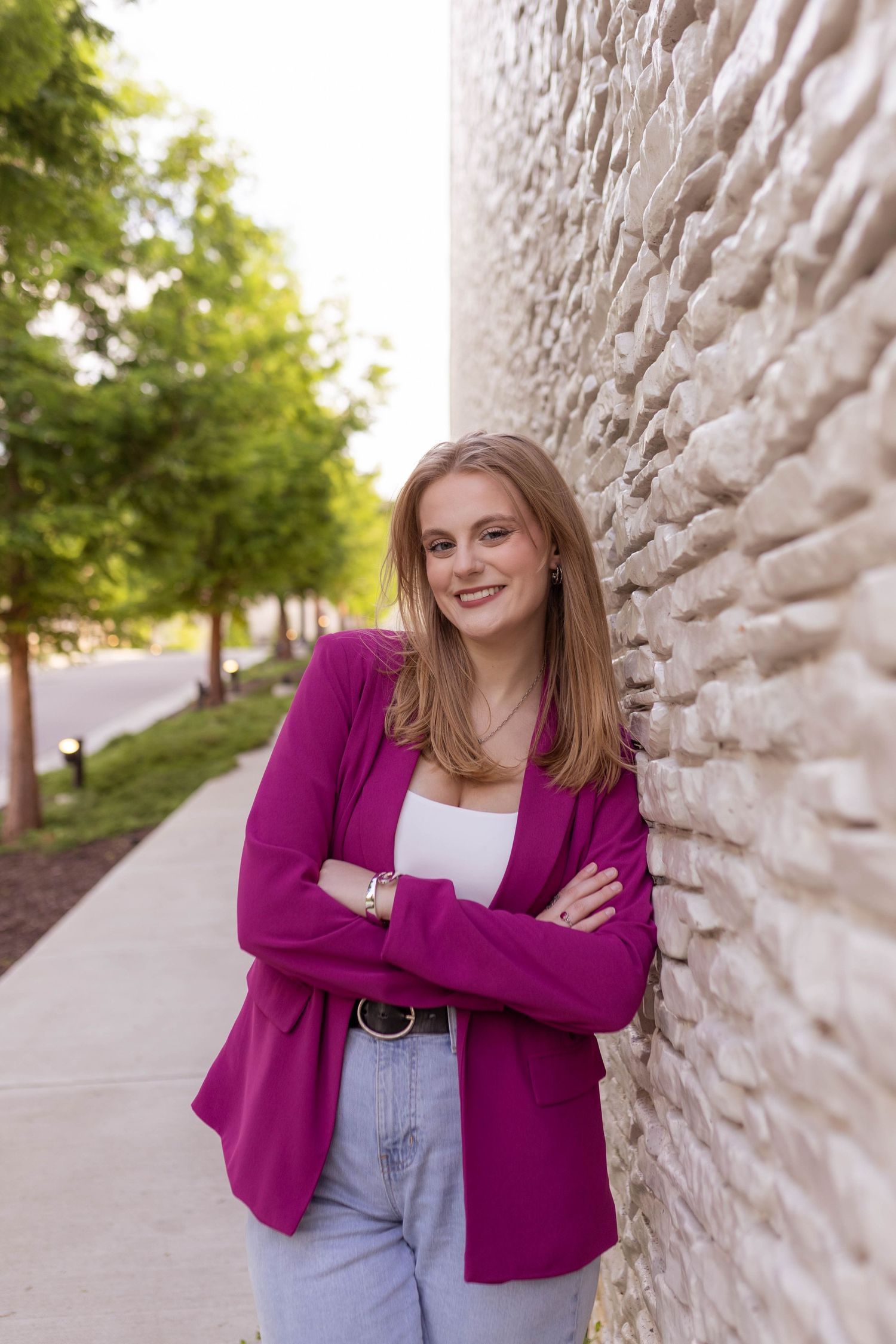Modern woman branding photo in park-setting during golden hour