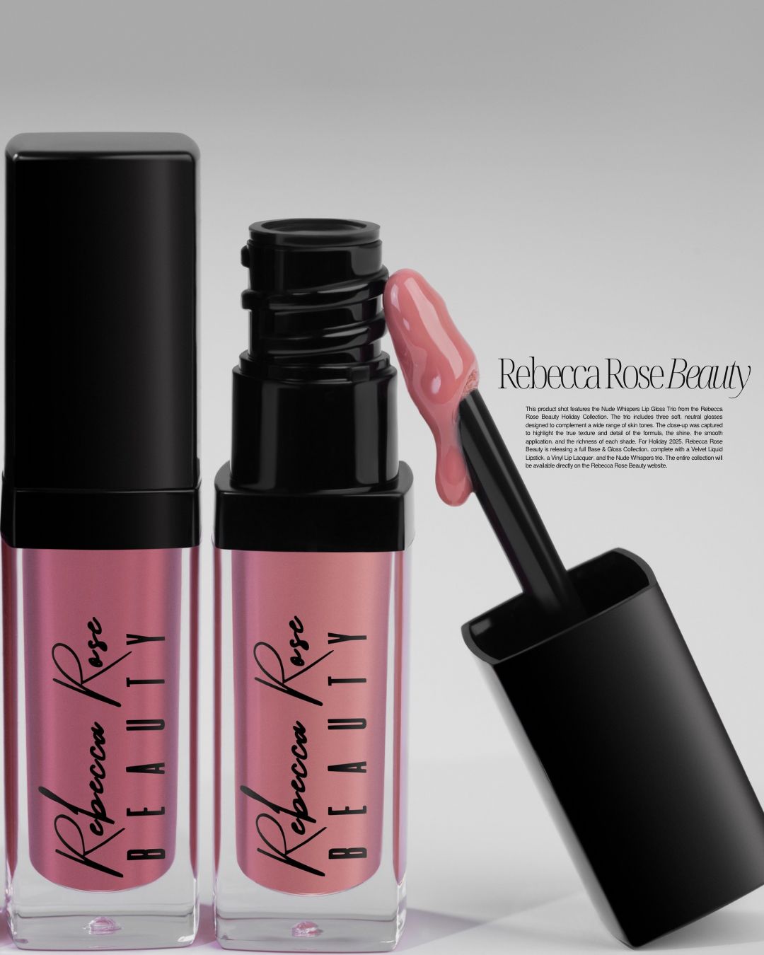 Pink nail polish bottle with black cap shown from different angles against white background displaying beauty product packaging.