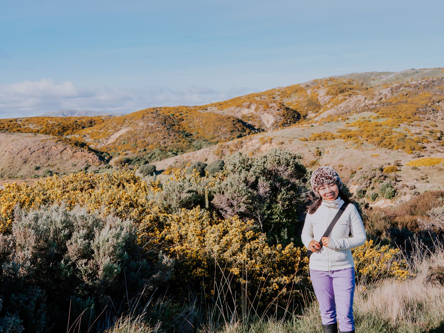 A photo of me having fun for a self-portrait in New Zealand.