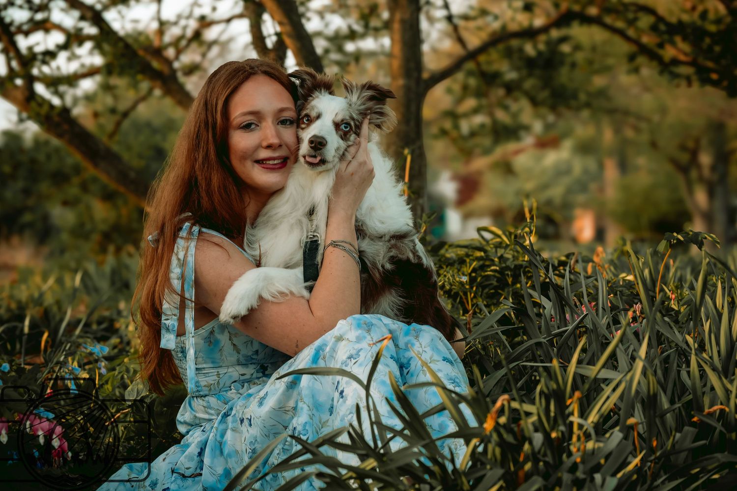 Pet and family photographer. Senior with one of her pups.