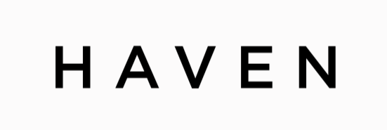 Black text spelling out HAVEN in bold capital letters against a white background for signage or branding.