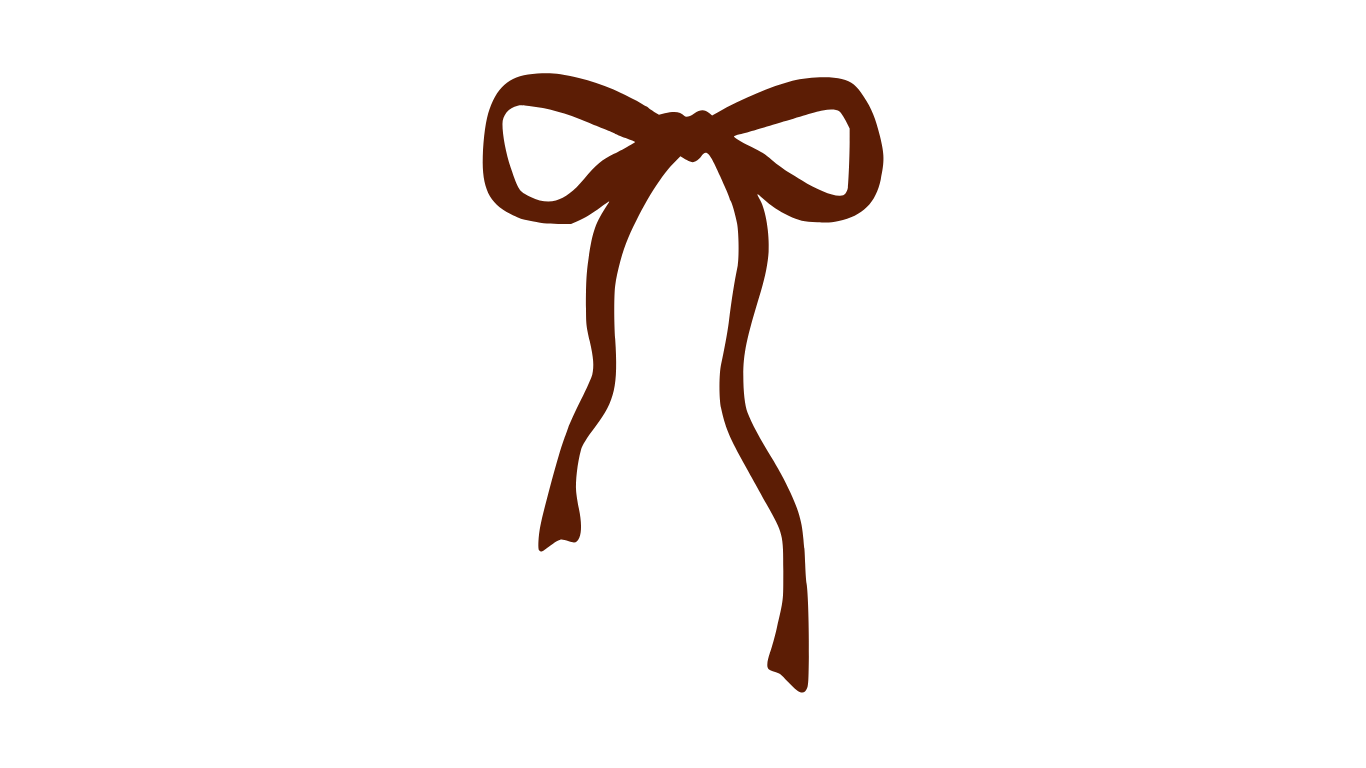 Simple illustration of a brown ribbon bow against a black background.