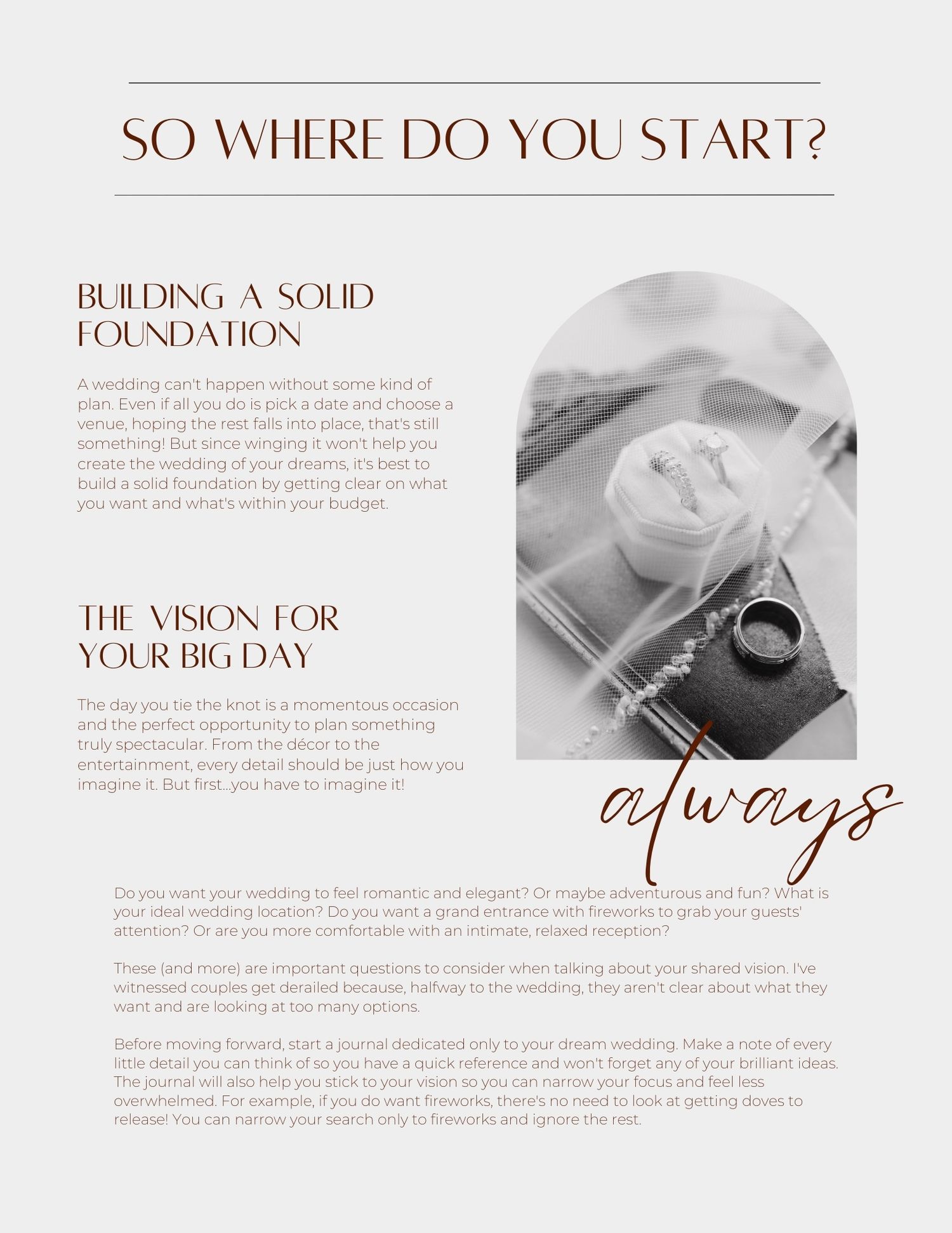 Minimalist white page layout showing elegant text and design elements for a branding or website template.