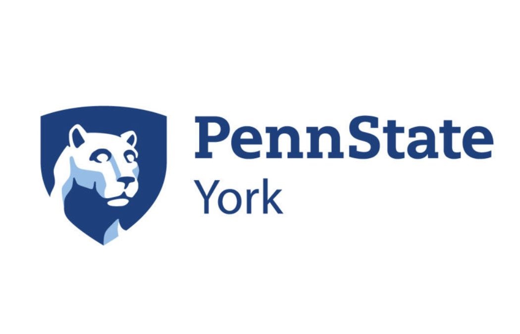 Penn State York logo featuring a blue and white lion mascot shield with text 'PennState York' to the right.