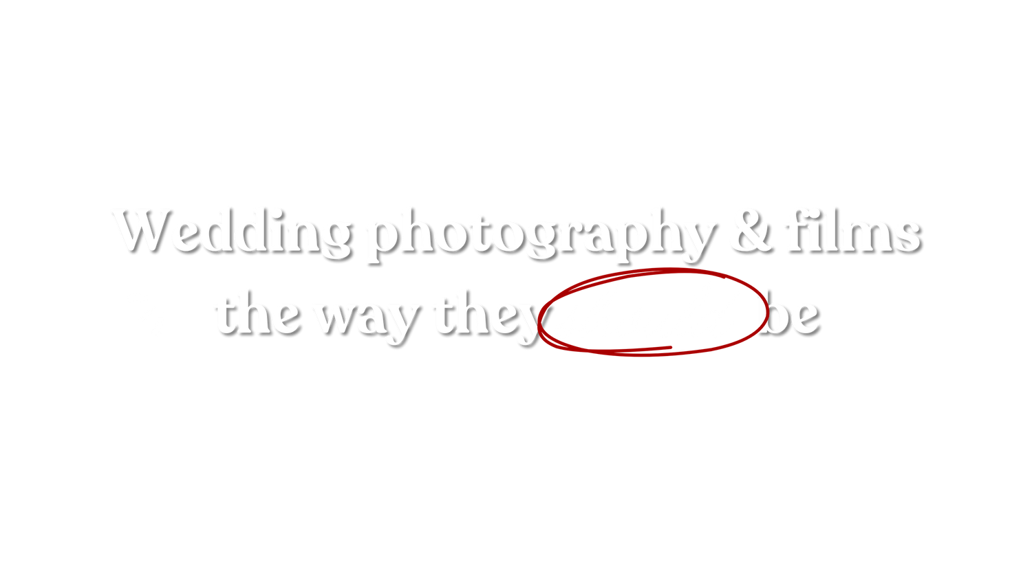 White text wedding photography and films logo with red script accent on black background.